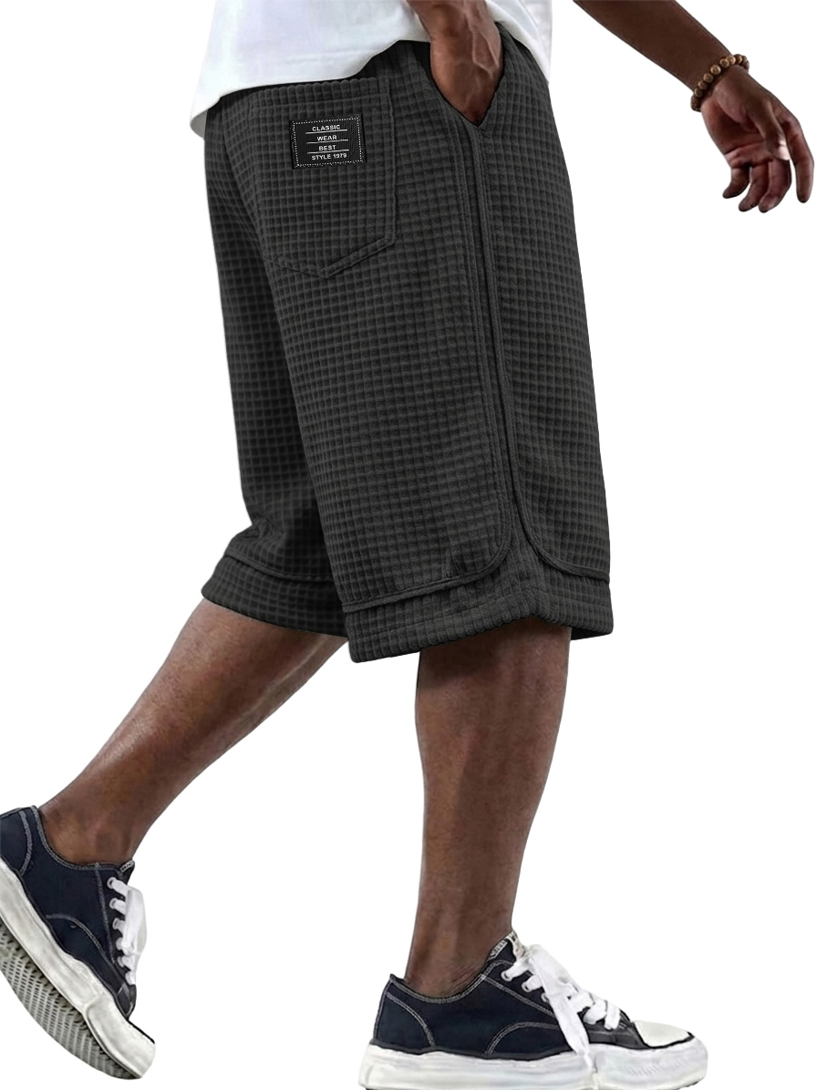 Men's Fashionable Waffle Fabric Loose Pocket Shorts