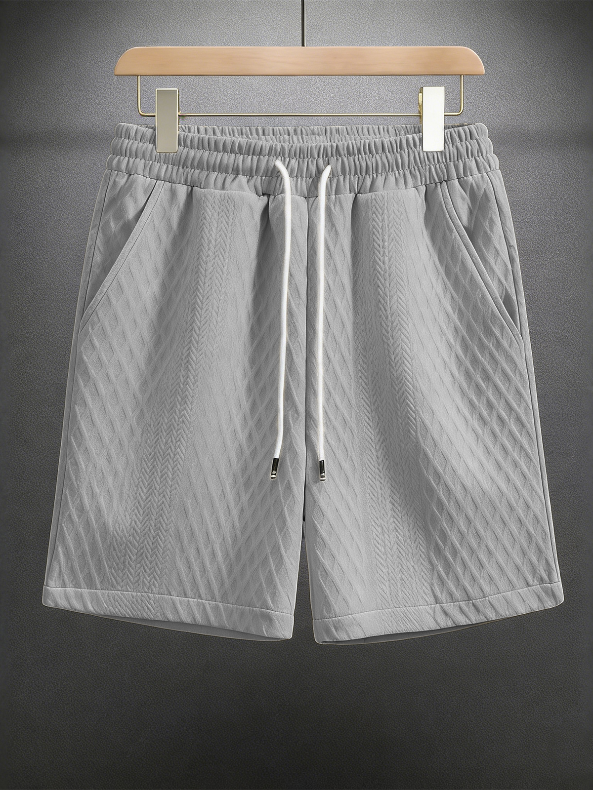 Men's Jacquard Textured Casual Drawstring Shorts