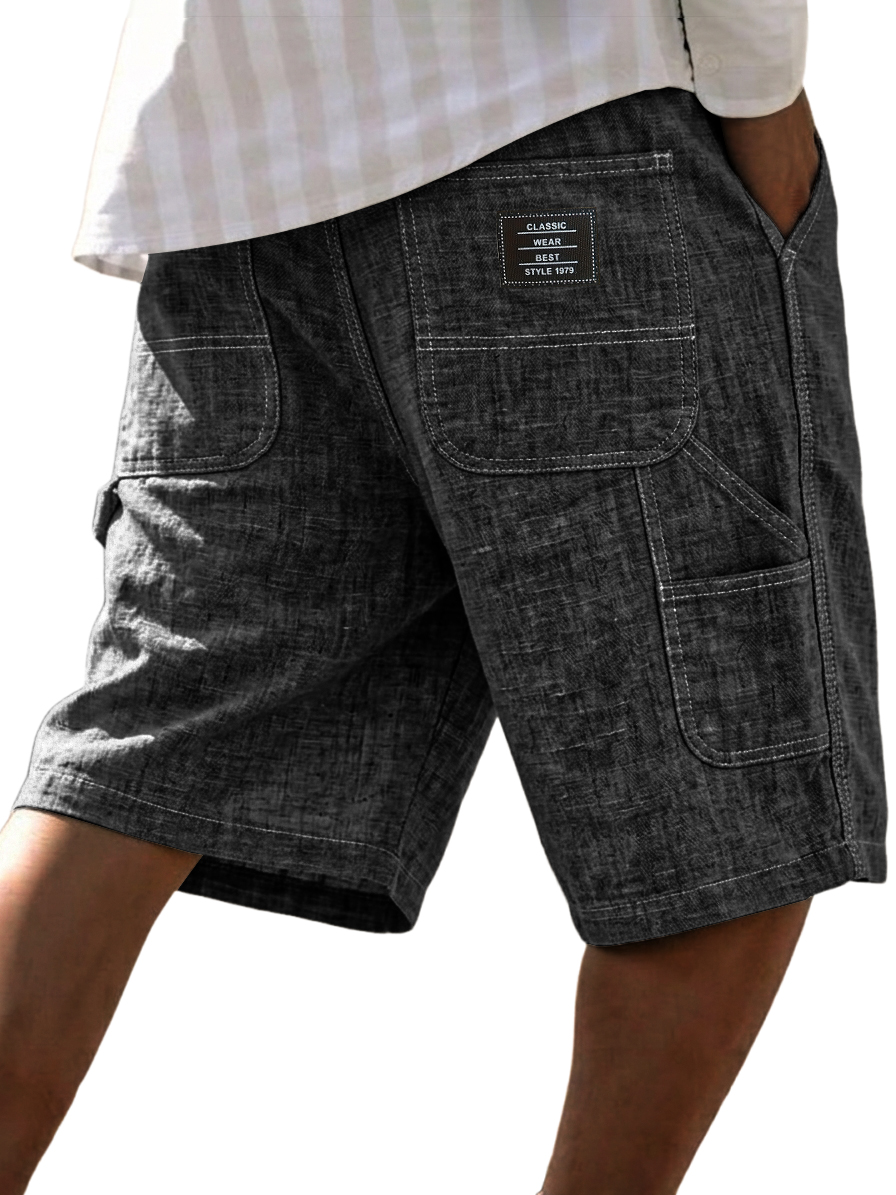 Men's Cotton-Linen Casual Multi Pocket Vintage Cargo Shorts