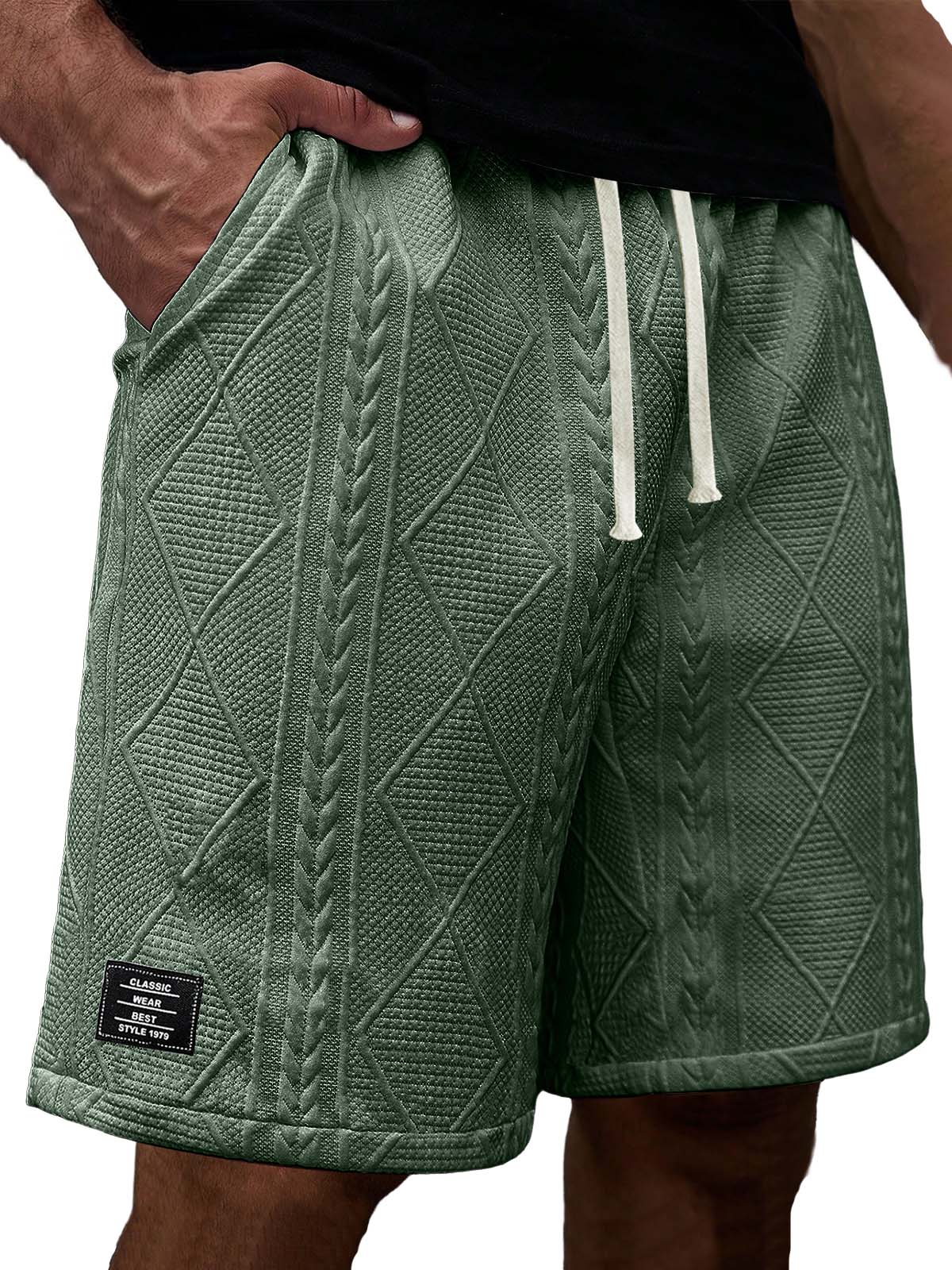 Men's Relaxed Fit Casual Shorts with Textured Embroidered Logo