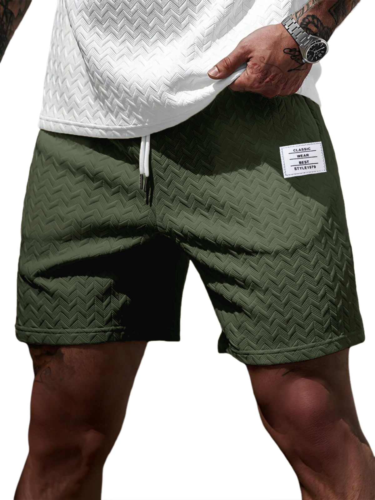 Soft Jacquard Weave Athletic Gym Shorts for Men