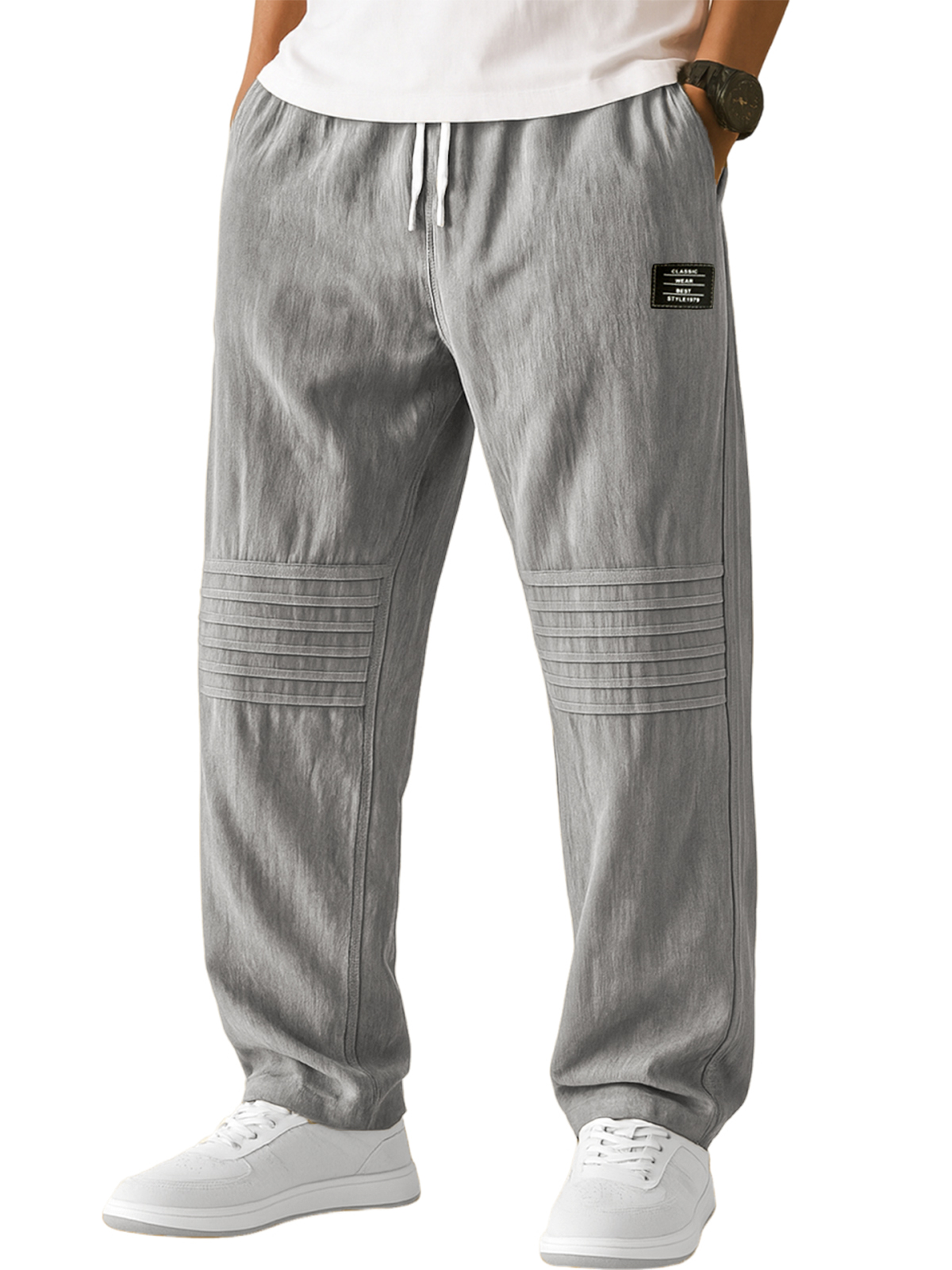 Men's Textured Pleated Casual Pants