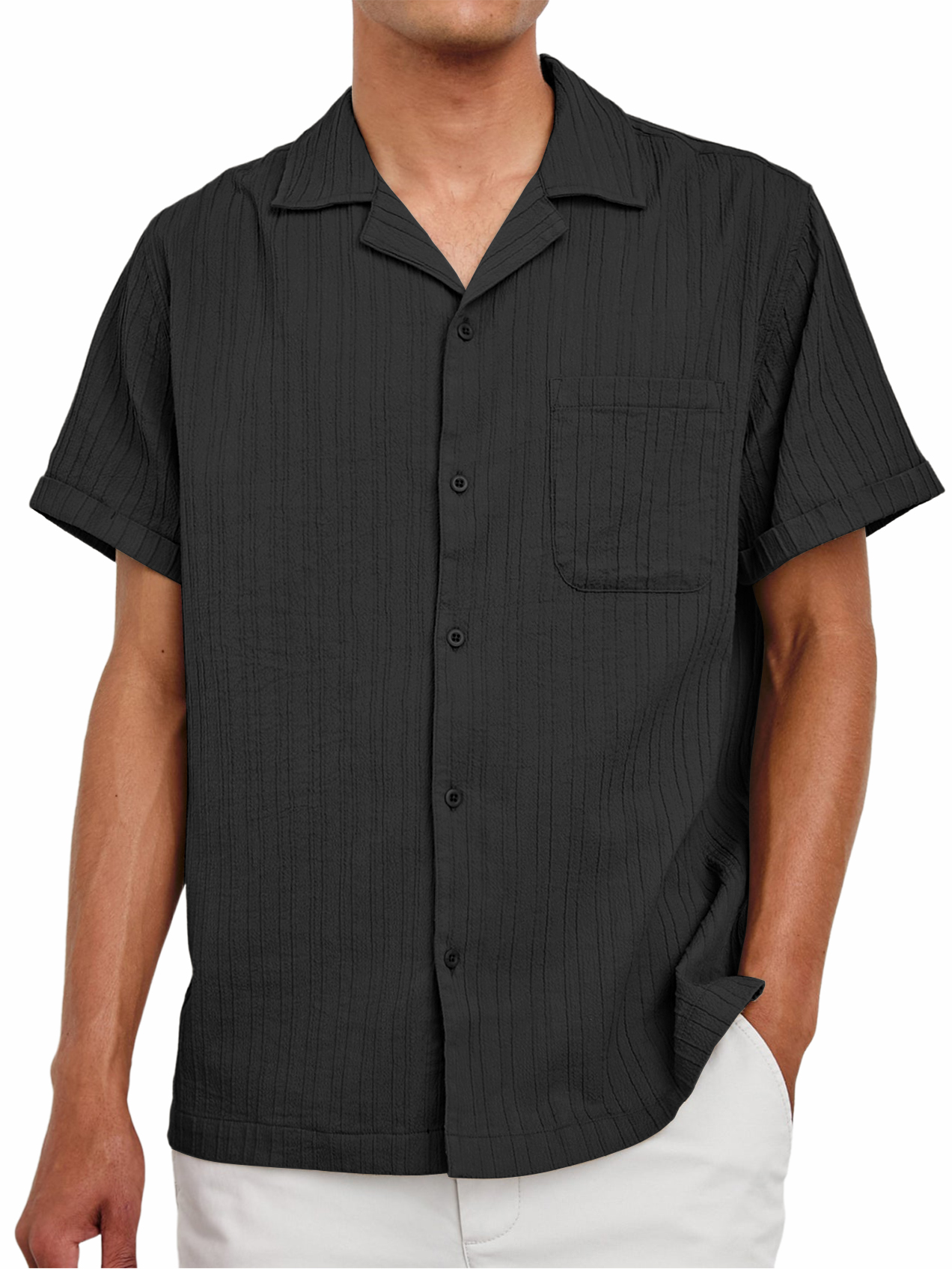 Men's Striped Texture Retro Casual Shirt