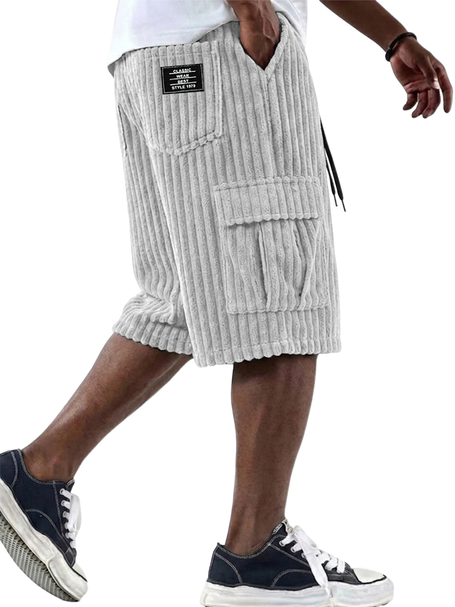 Men's Fashionable Retro Corduroy Multi-Pocket Cargo Shorts