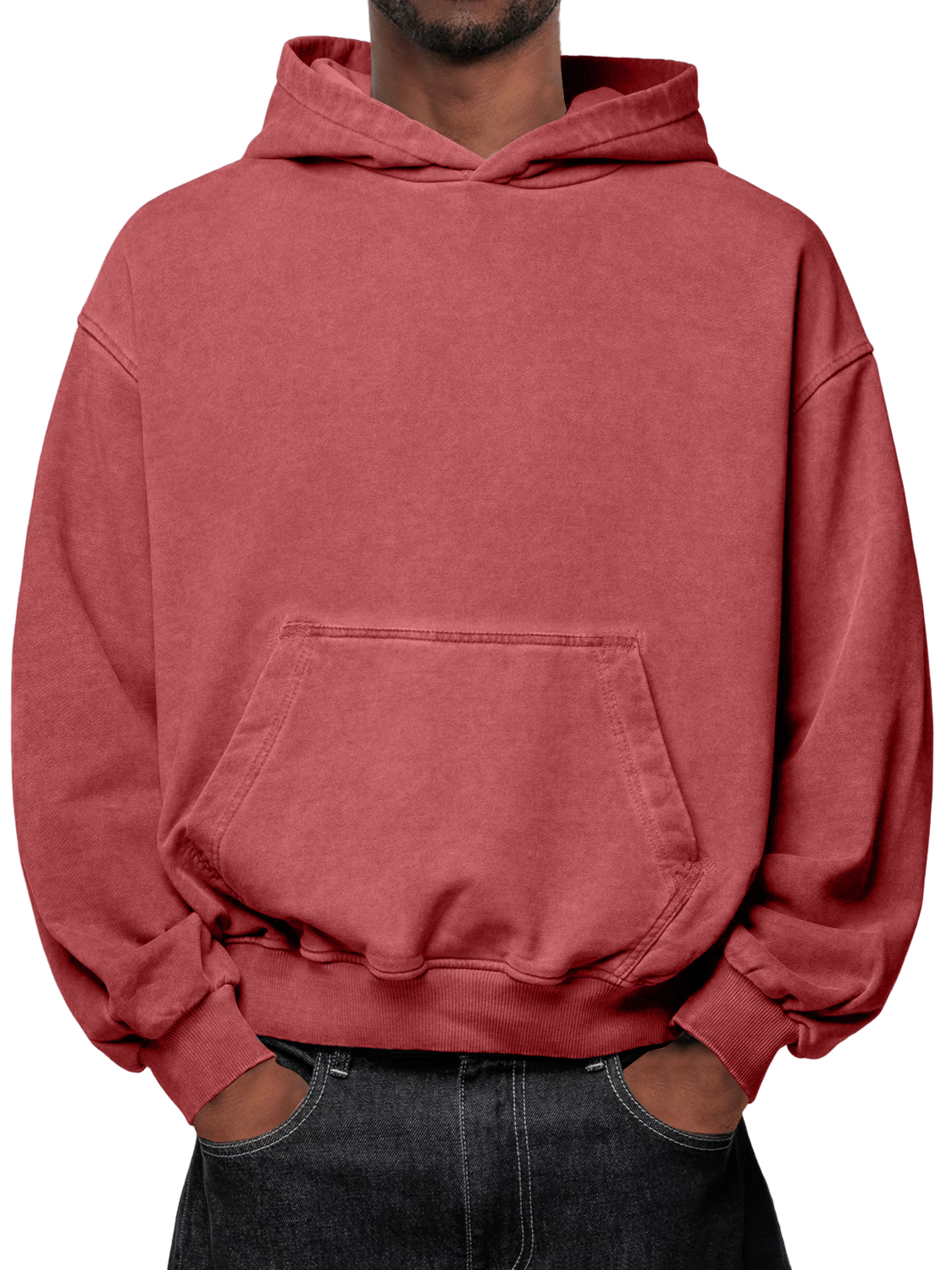 Men's Washed Distressed Vintage Hooded Sweatshirt