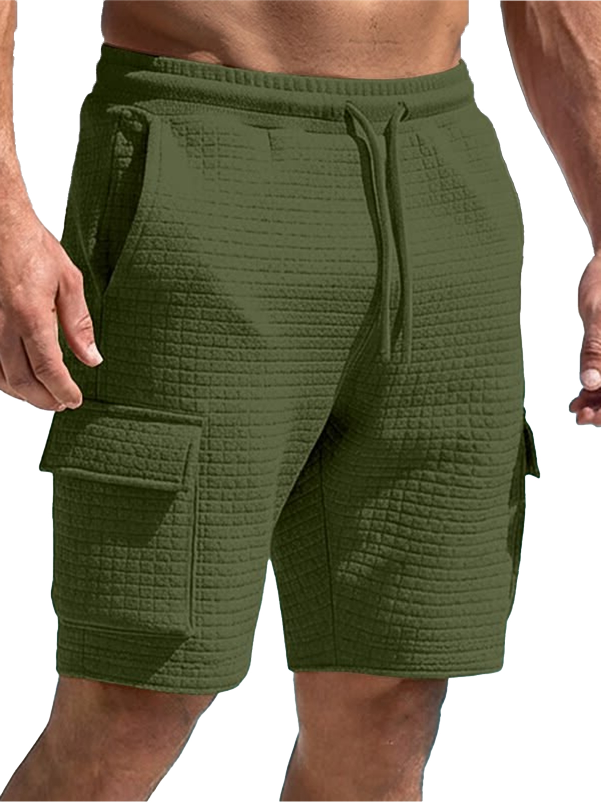 Jacquard Workwear Drawstring Men's Multi-pocket Casual Vacation Shorts