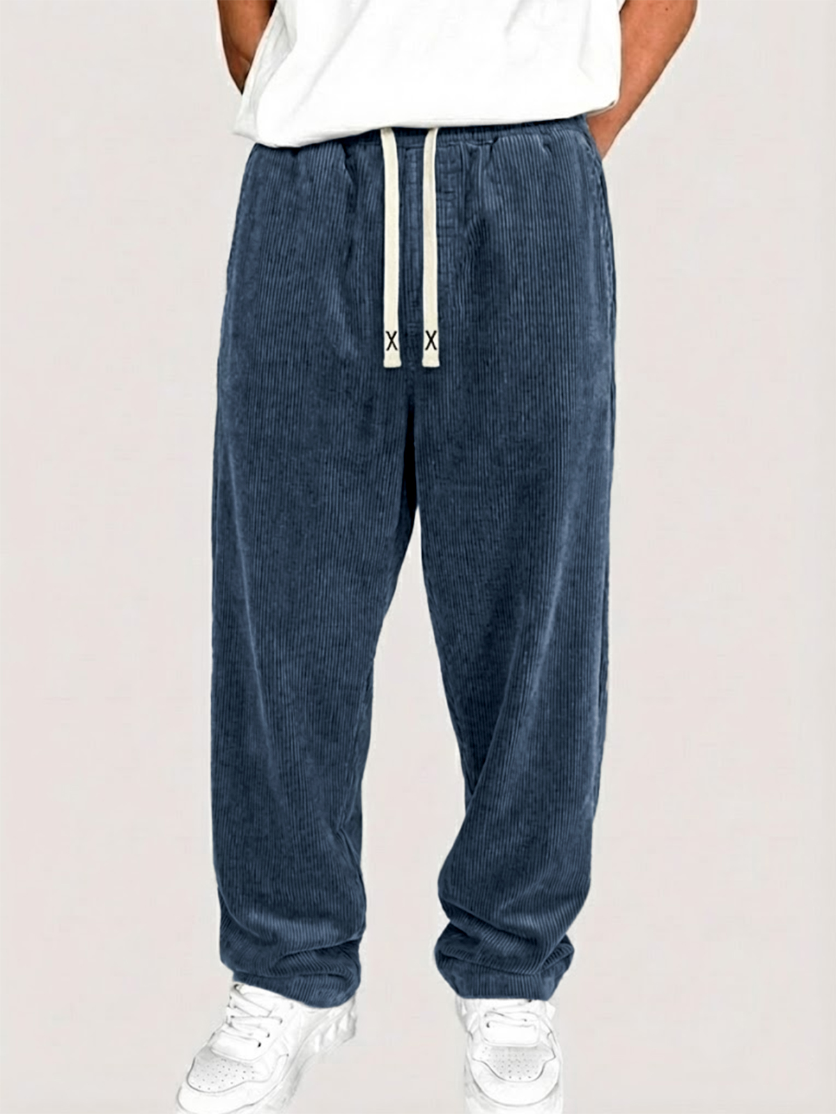 Men's Stylish Loose-fitting Corduroy Solid Color Casual Trousers