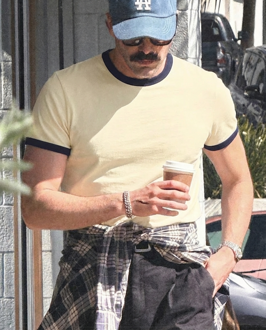 Men's Contrast Ribbing Short-Sleeve T-Shirt