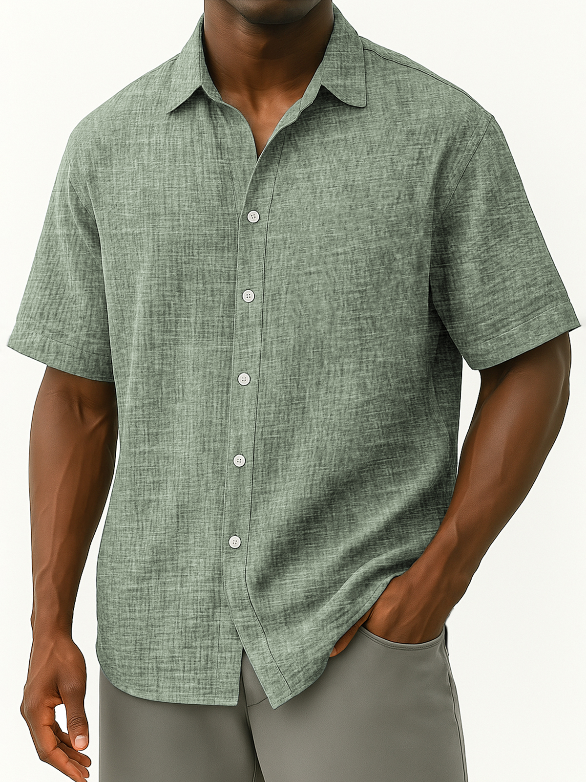 Men's Linen Breathable Loose Casual Daily Loose Button-down Short-sleeved Shirt