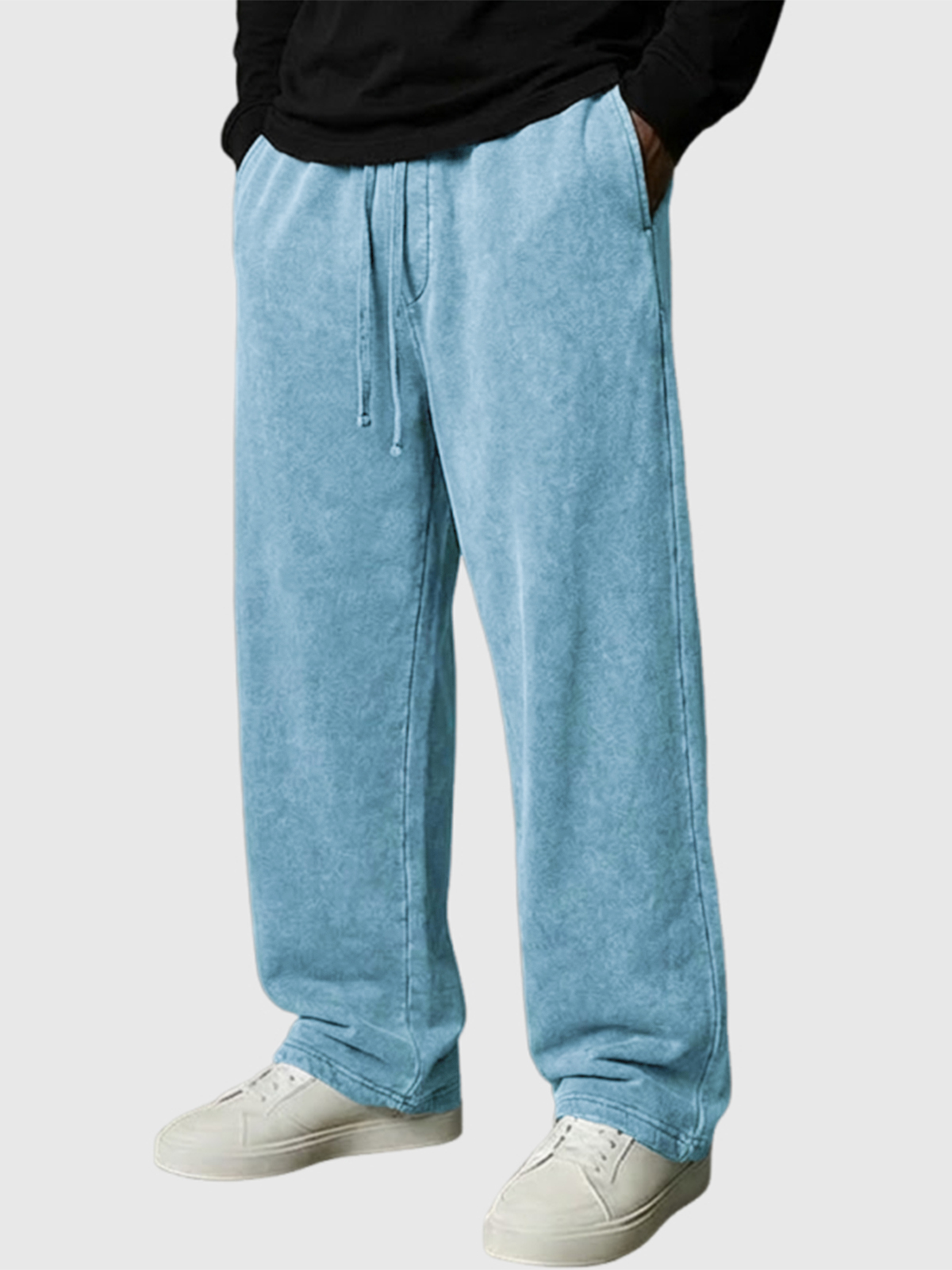 Men's Heavyweight Cotton Washed and Dyed Drawstring Pocket Casual Sweatpants