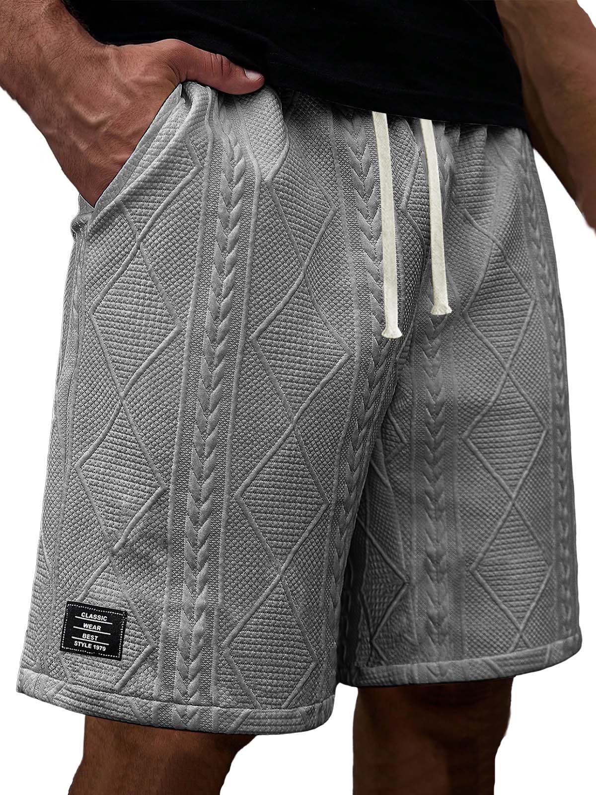 Men's Relaxed Fit Casual Shorts with Textured Embroidered Logo
