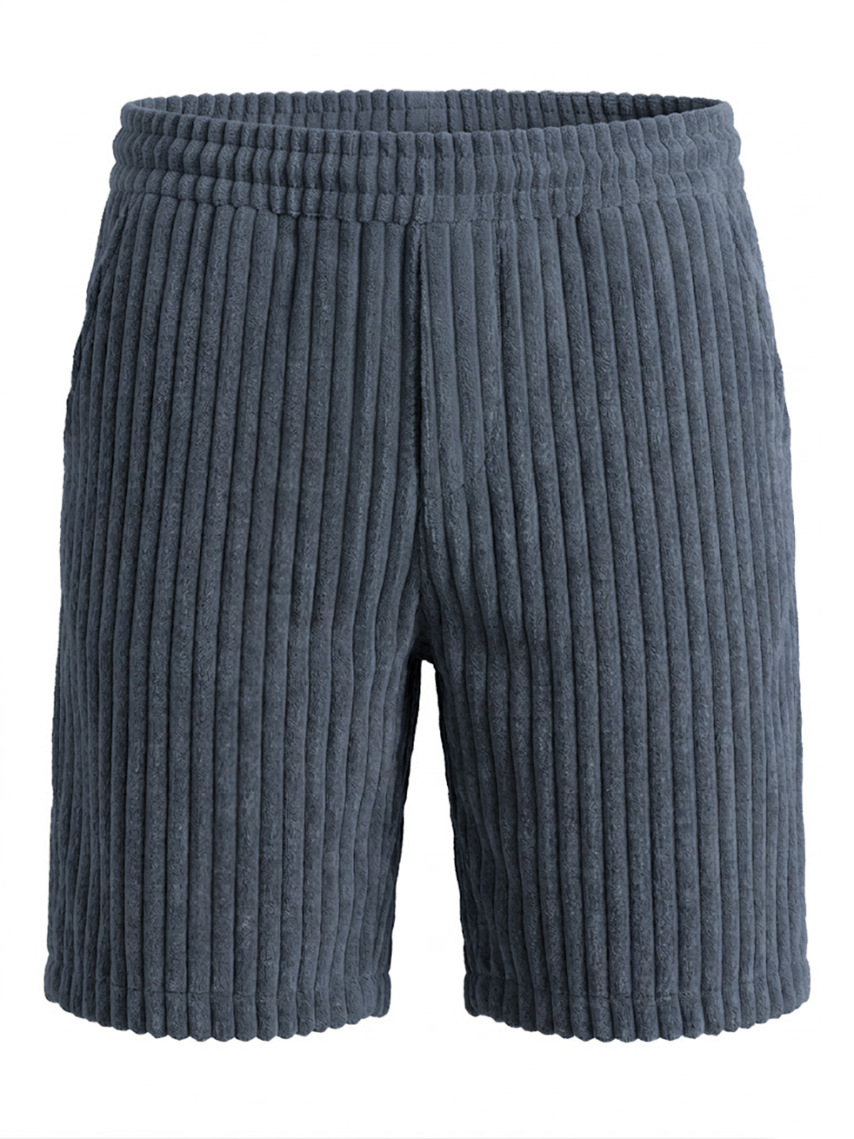 Men's Retro Solid Color Striped Casual Shorts with Embroidery