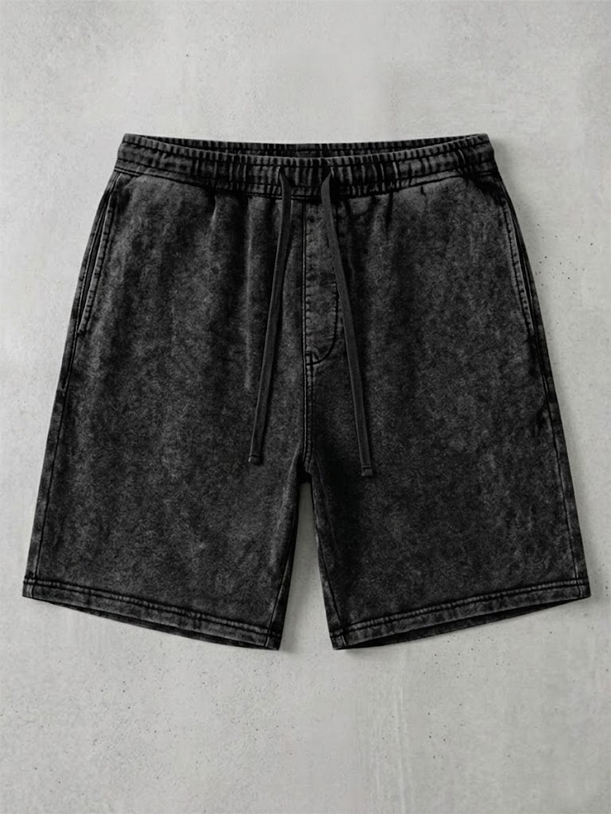 Men's Retro Simple Solid Color Casual Lace-up Elastic Shorts