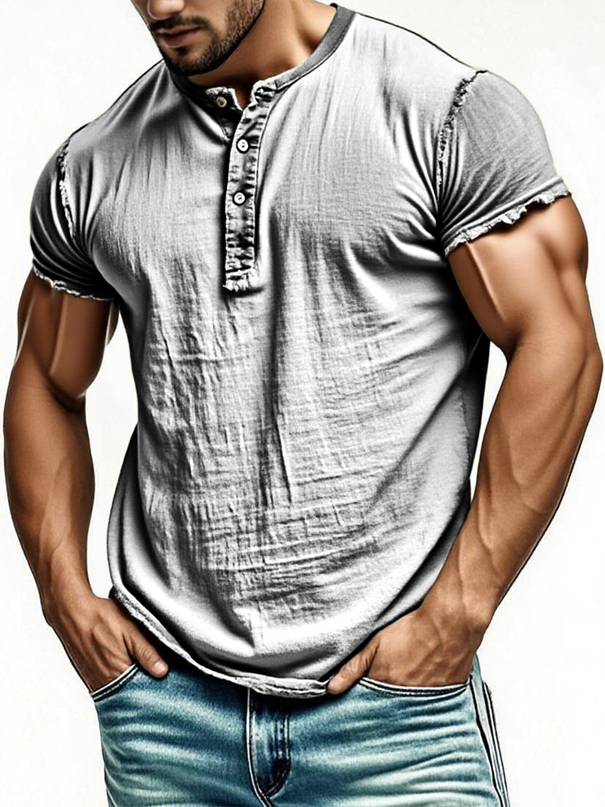 Men's Vintage Henley Short Sleeve T-Shirt