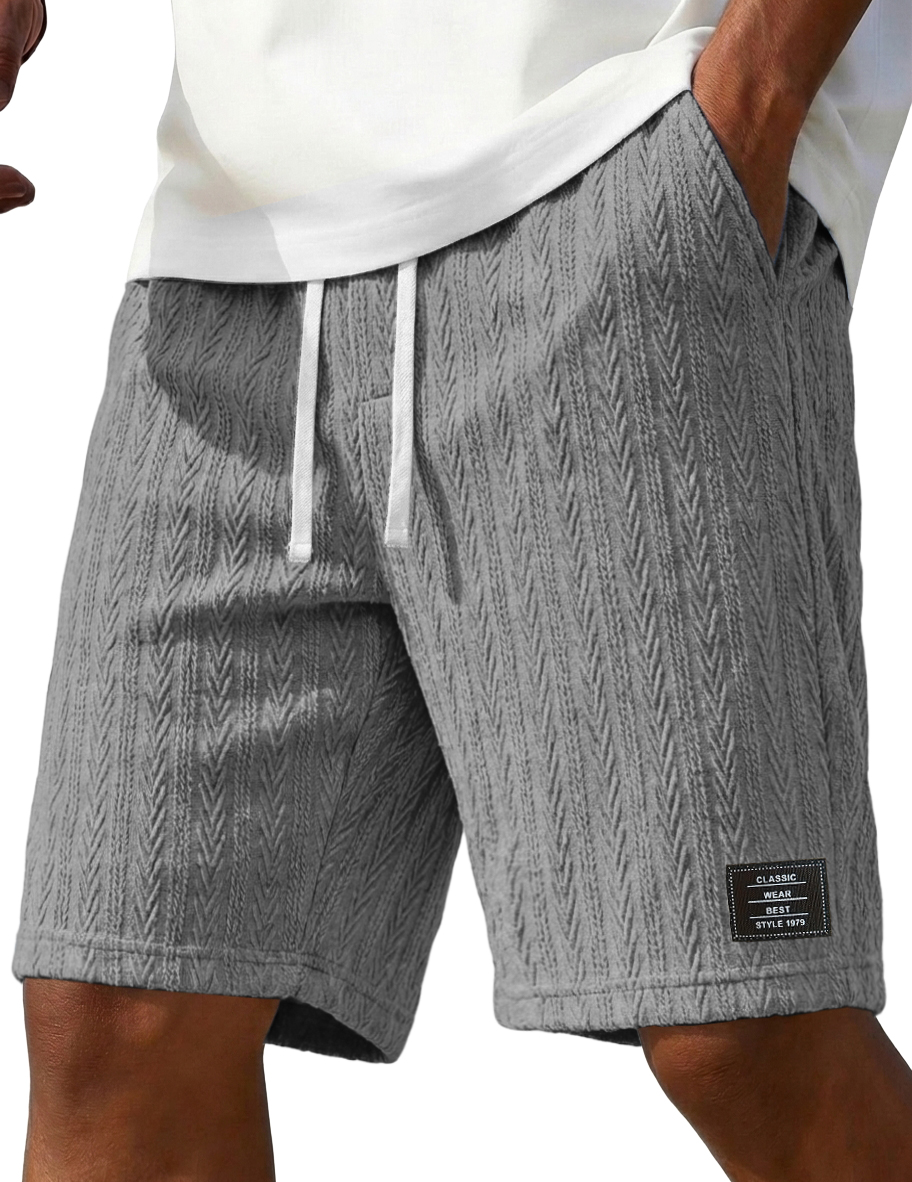 Wheat-Stripe Jacquard Casual Shorts