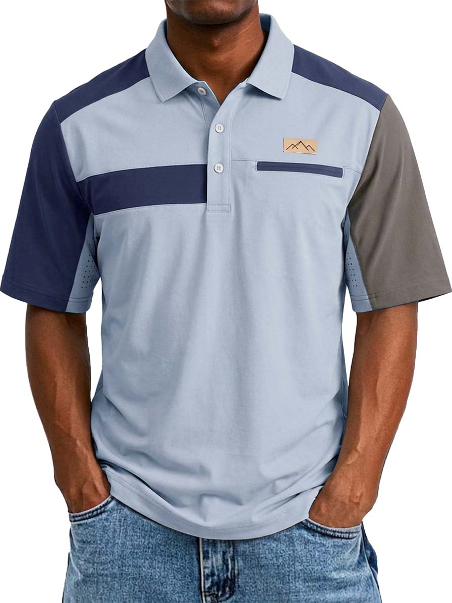 Color-block Casual Basic Short-Sleeve Polo Shirt