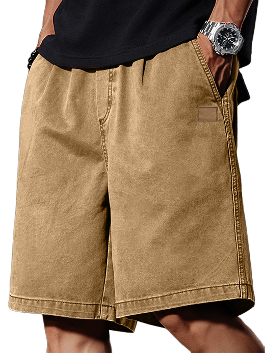 Men's Retro Distressed Pocket Workwear Logo Fashion Casual Shorts