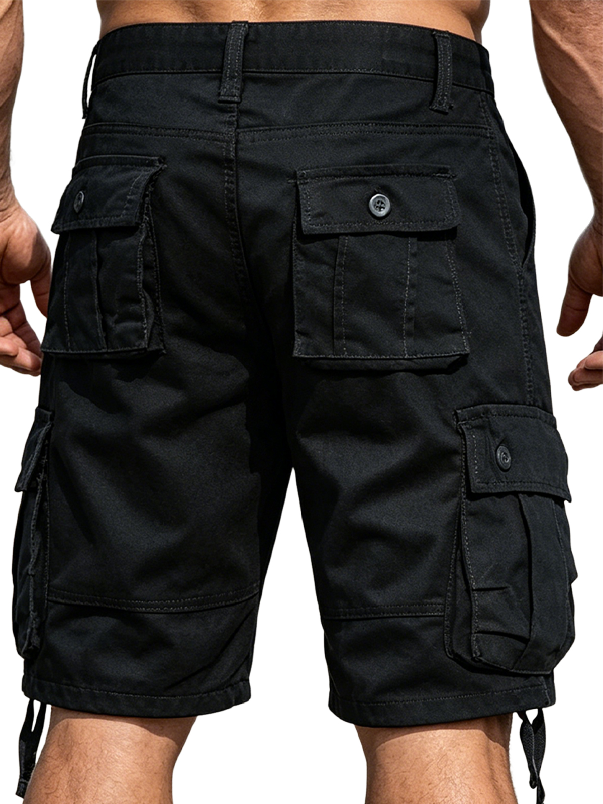 100% Cotton Basic Multi-Pocket Cargo Shorts