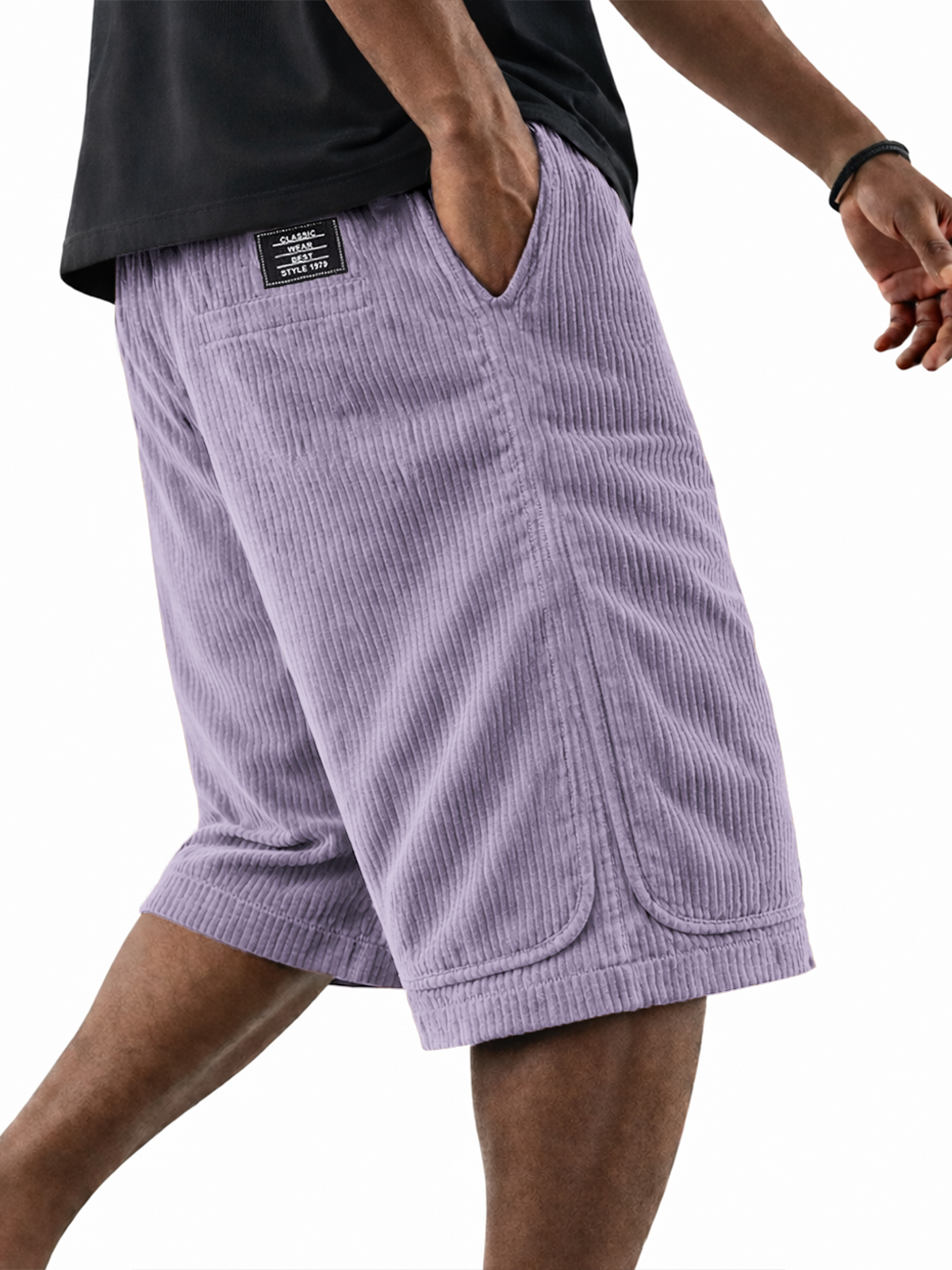 Classic Cord Patch Pocket Casual Shorts