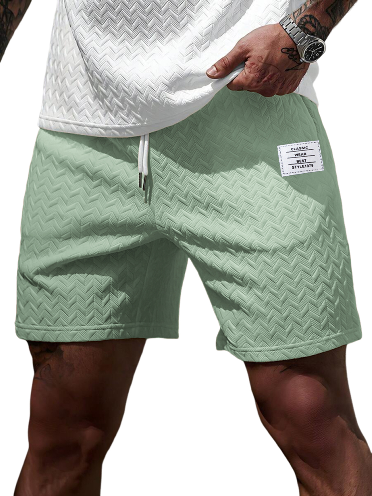 Soft Jacquard Weave Athletic Gym Shorts for Men