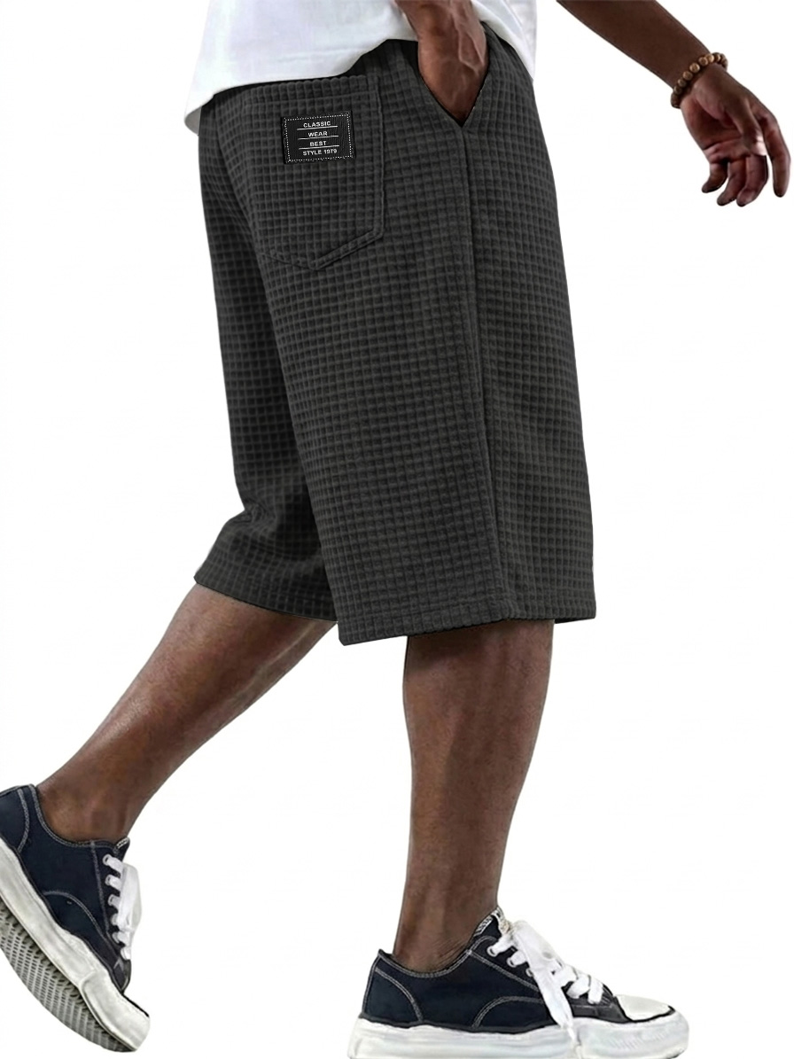 Men's Fashionable Waffle Fabric Casual Comfort Pocket Shorts