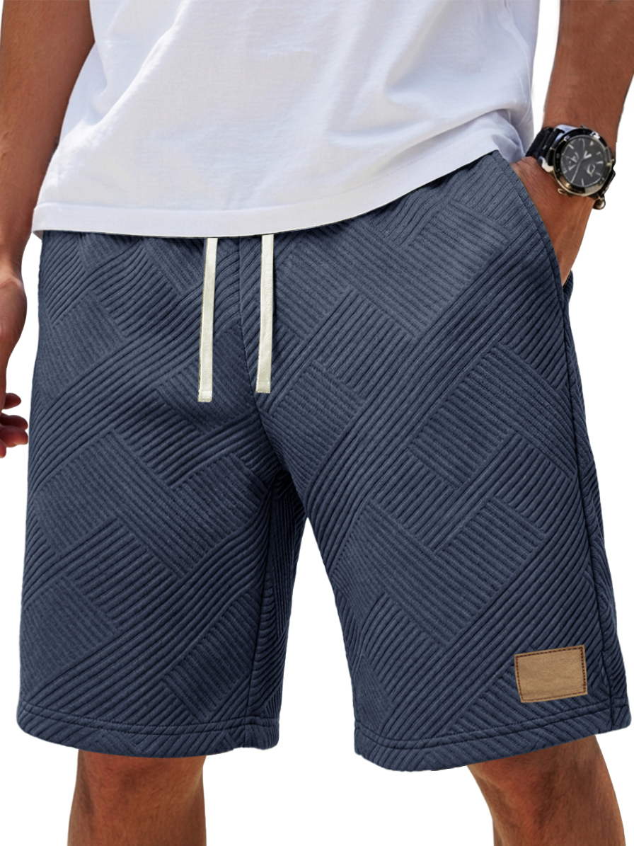 Textured Fabric Elastic-Waist Casual Shorts