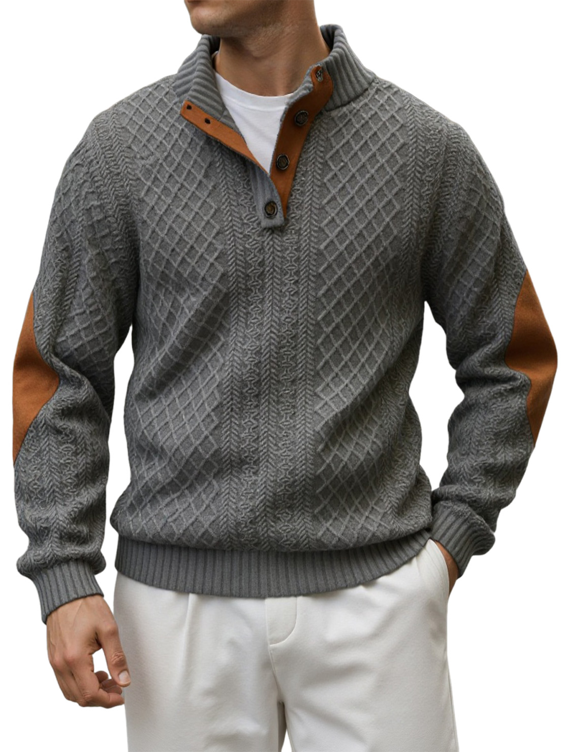 Men's Retro Casual Stand Collar Jacquard Outdoor Sweatshirt