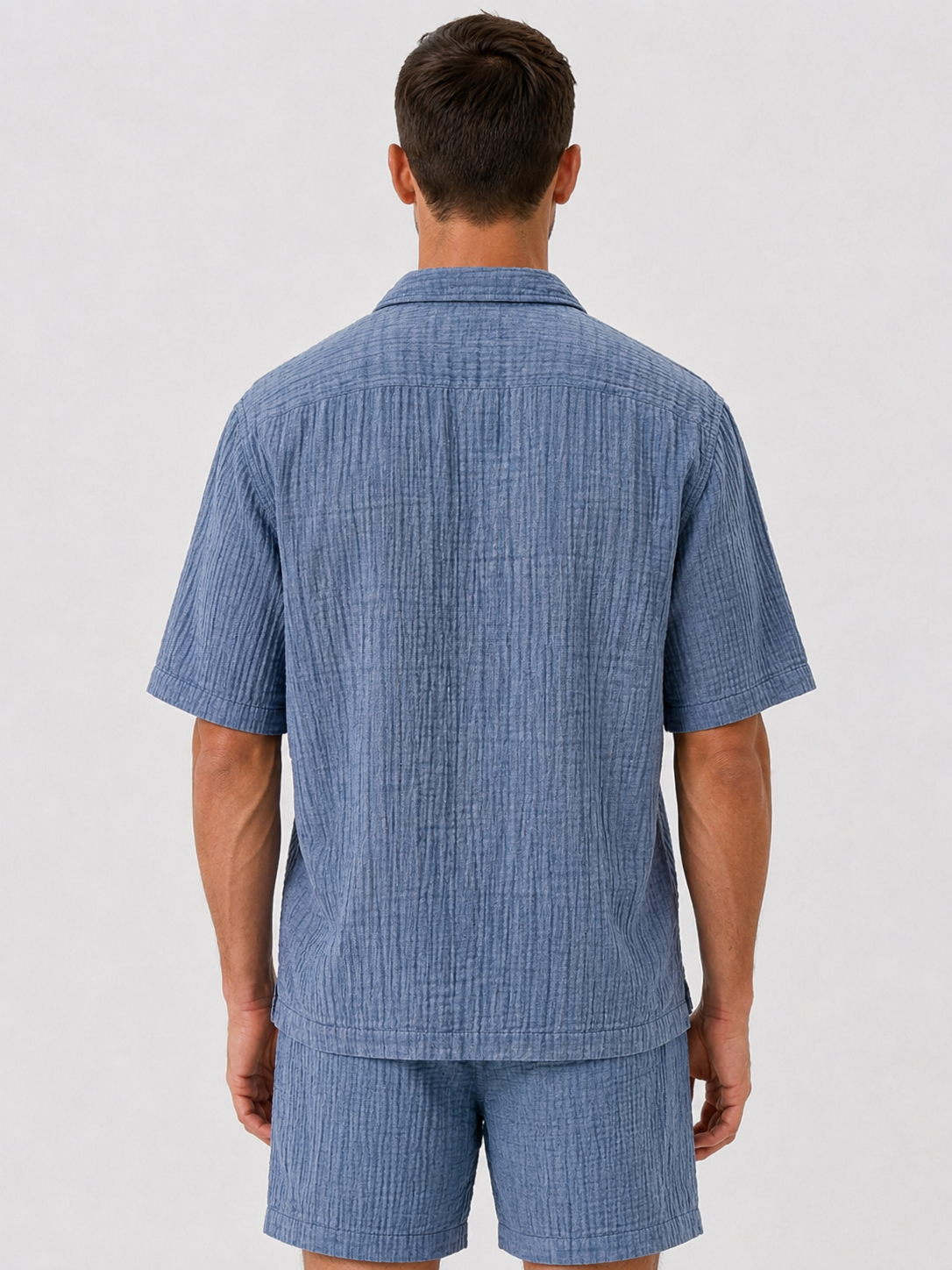 Men's Casual Loose Comfortable Textured Cuban Collar Short Sleeve Shirt
