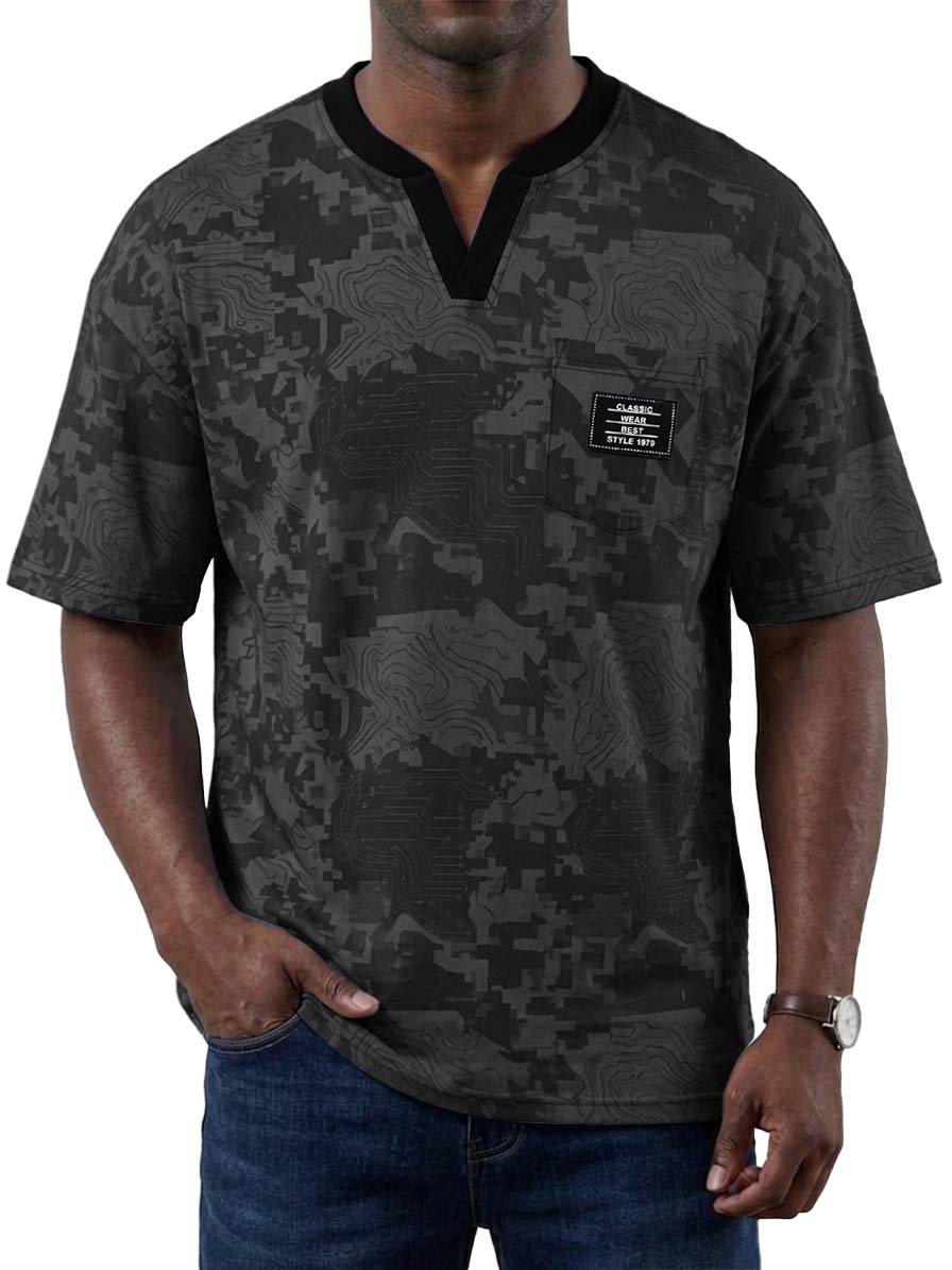 Digital Camouflage V-Neck Casual Short-Sleeve T-Shirt