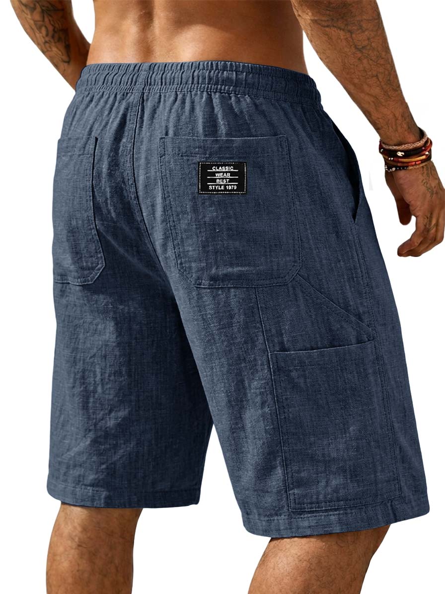 Cotton Linen Multi-pocket Casual Shorts