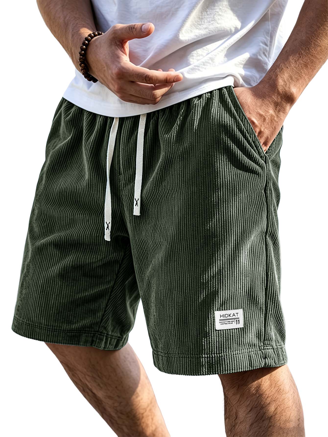Retro Corduroy Shorts with Embroidered Logo