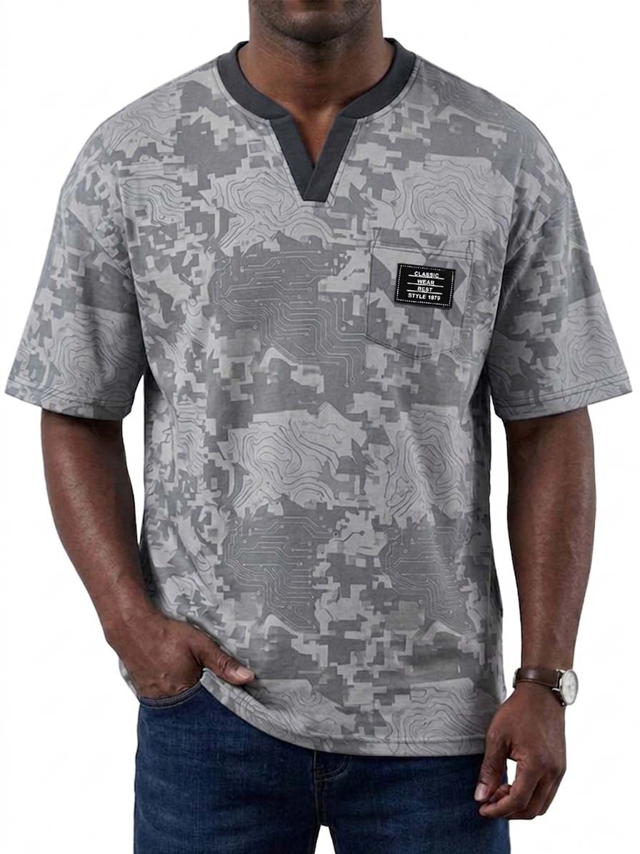 Digital Camouflage V-Neck Casual Short-Sleeve T-Shirt
