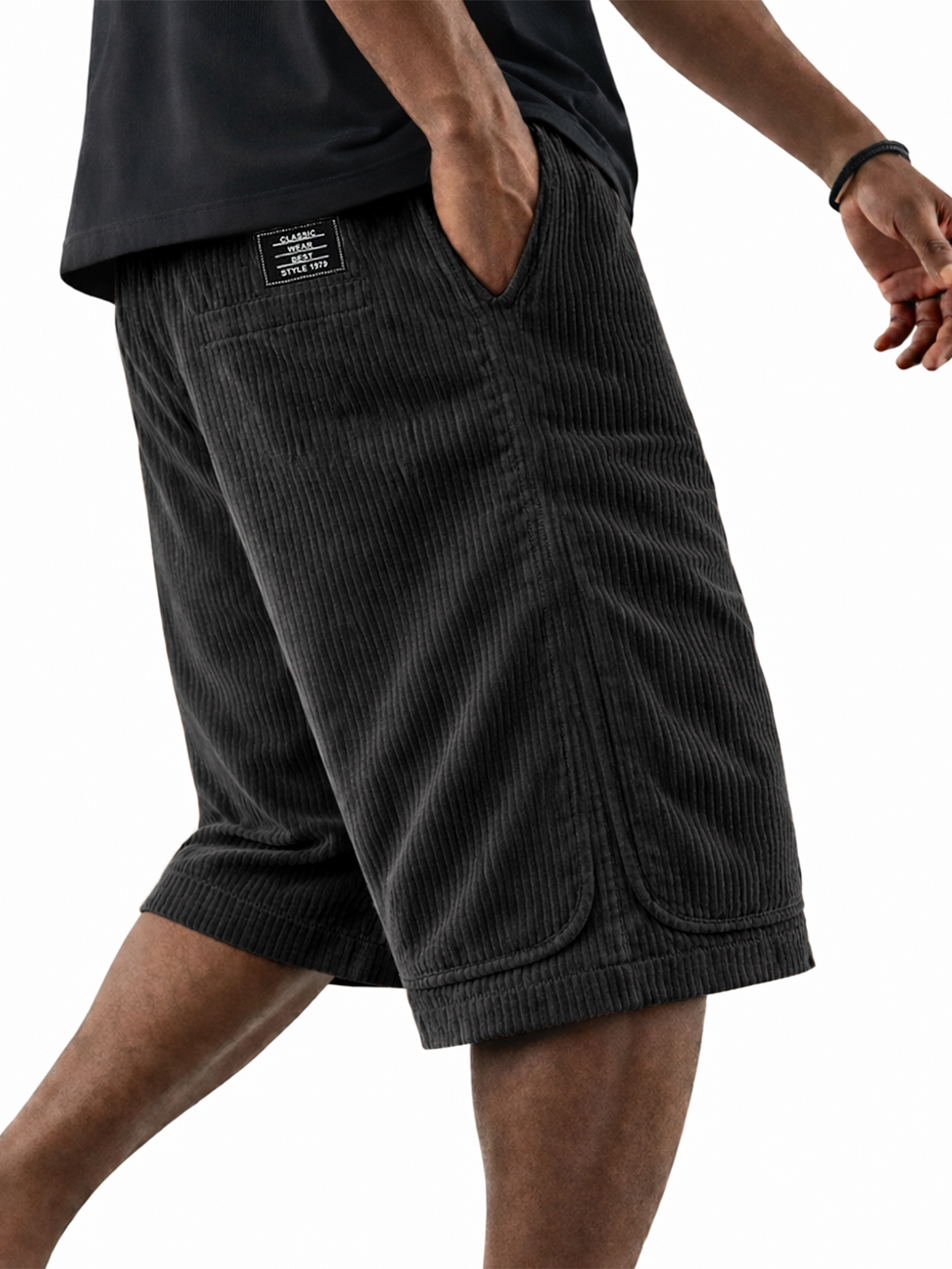 Classic Cord Patch Pocket Casual Shorts