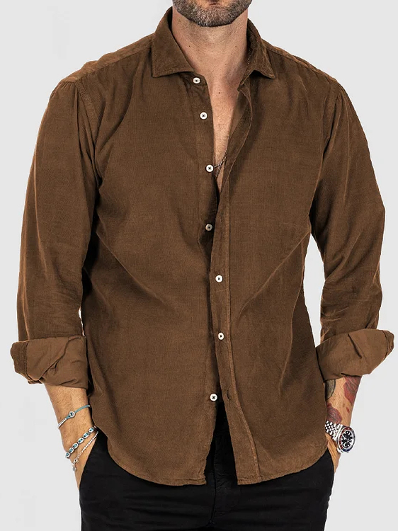 Men's Classic Casual Cotton And Linen Long-sleeved Shirt