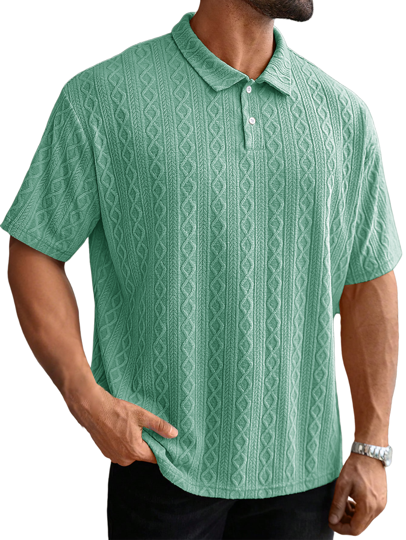Men's Retro Casual Jacquard Texture Daily Wear Polo Shirt