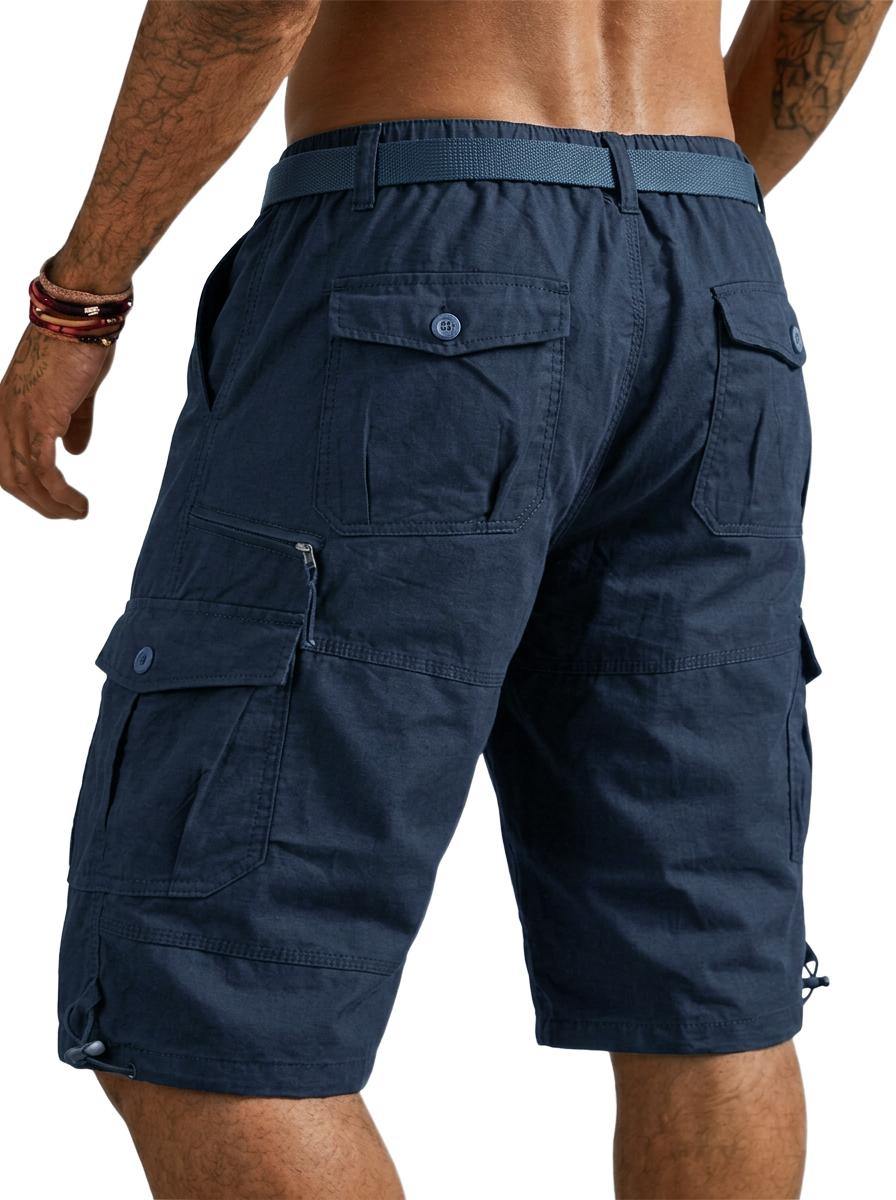 100% Cotton Multi-Pocket Basic Cargo Shorts
