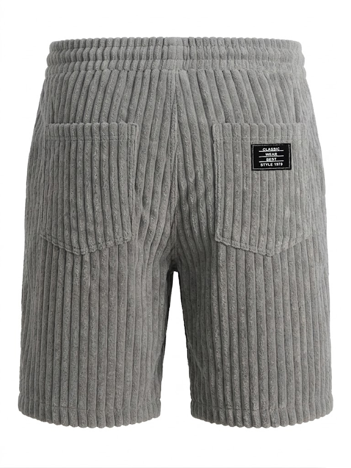 Men's Retro Solid Color Striped Casual Shorts with Embroidery