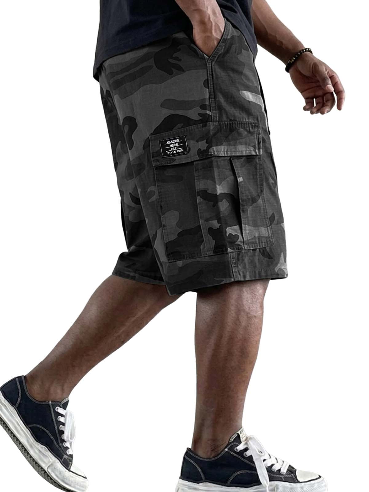 Retro Camouflage Cargo Basic Shorts with Multiple Pockets