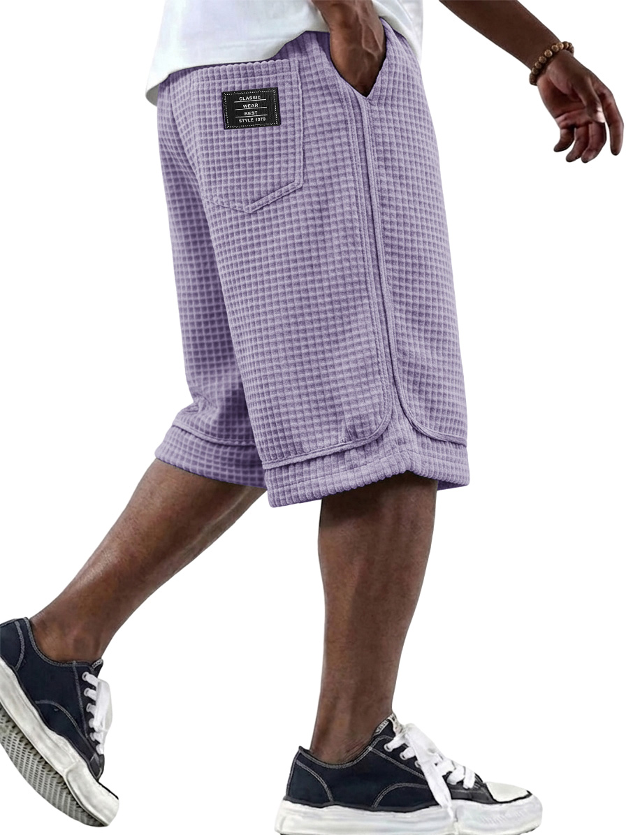 Men's Fashionable Waffle Fabric Loose Pocket Shorts