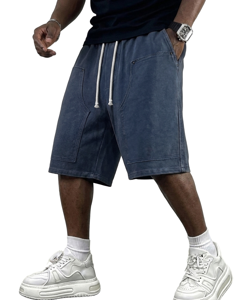 Men's Washed Patchwork Casual Cargo Shorts