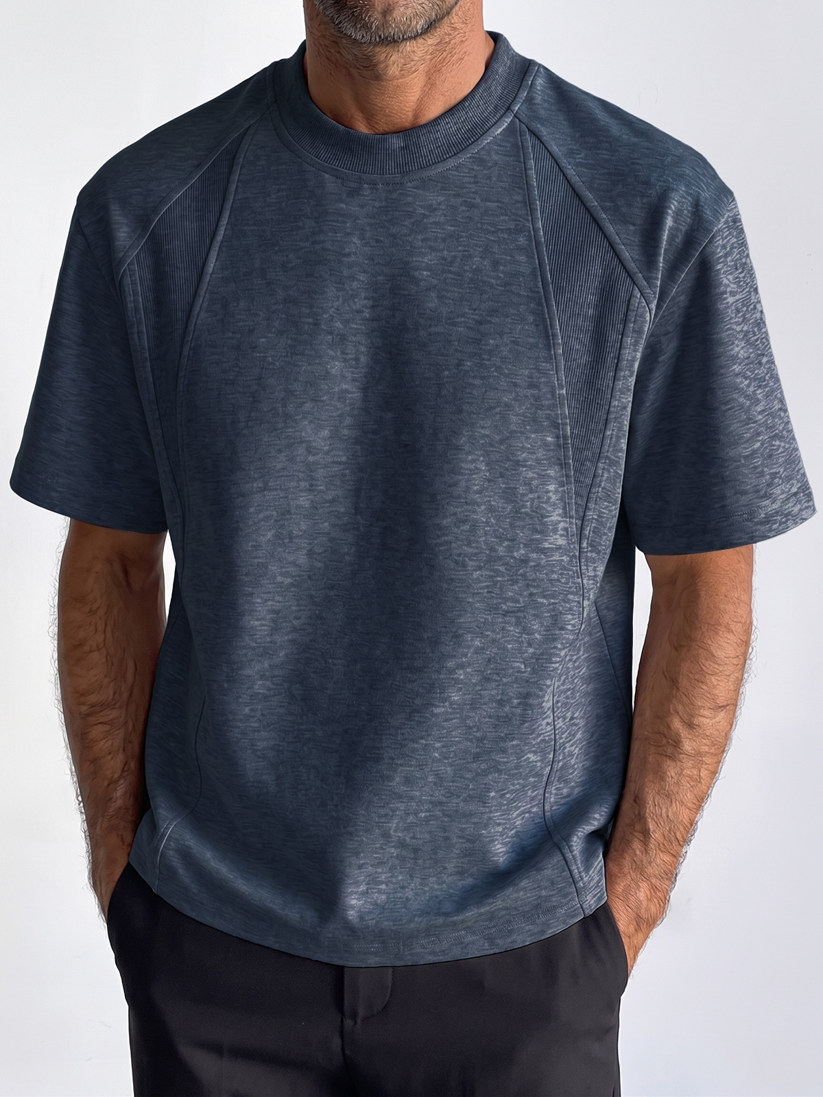 Breathable and Sweat-Absorbing Sustainable Cotton Fashion Deconstructed Design Crew Neck T-Shirt
