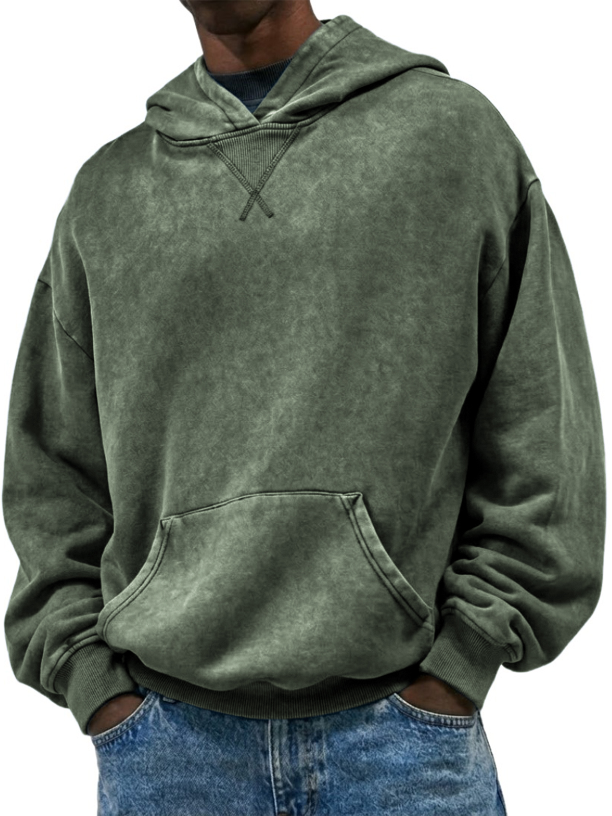 Men's Casual Heavyweight Patchwork Hooded Sweatshirt