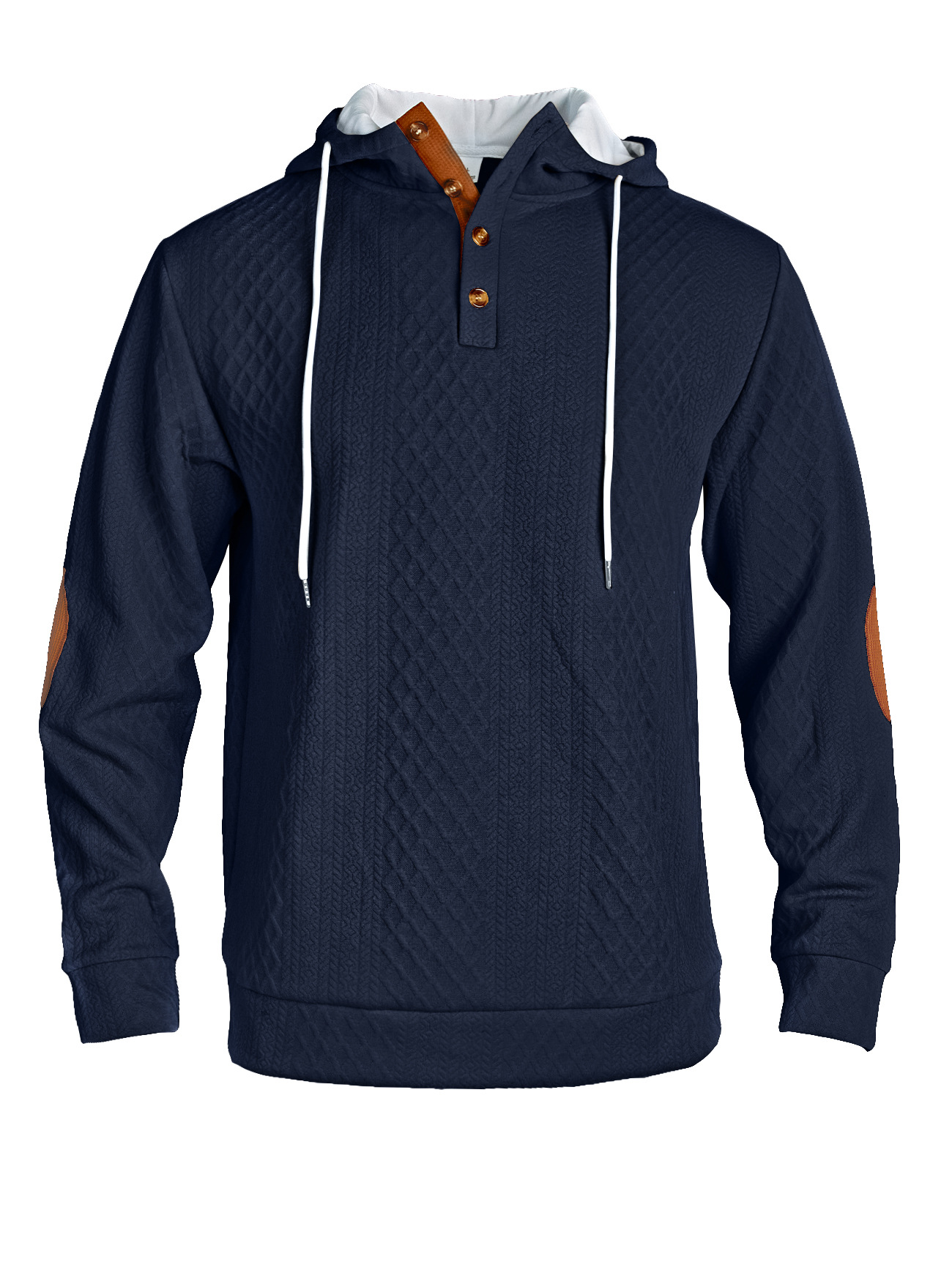 Men's Fashion Jacquard Textured High Neck Hooded Sweatshirt