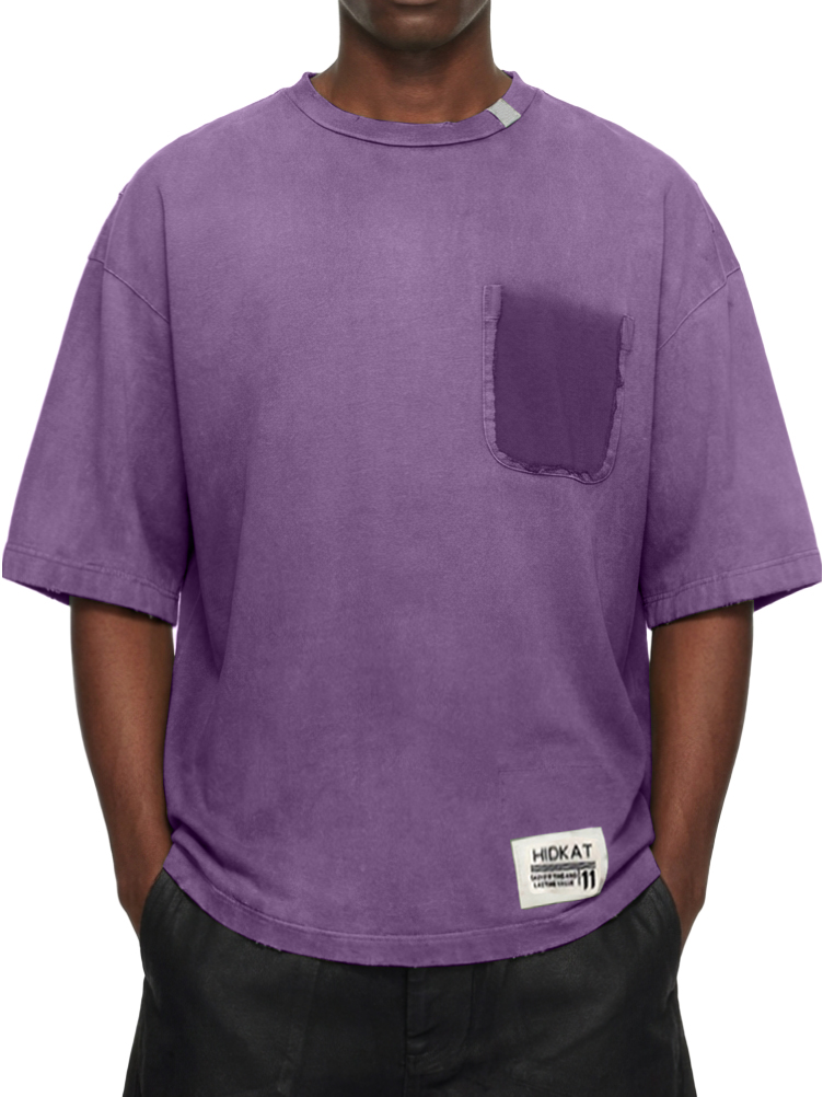 Men's Vintage Washed And Distressed Cotton Short Sleeved T-shirt