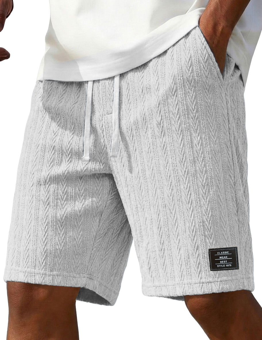 Wheat-Stripe Jacquard Casual Shorts