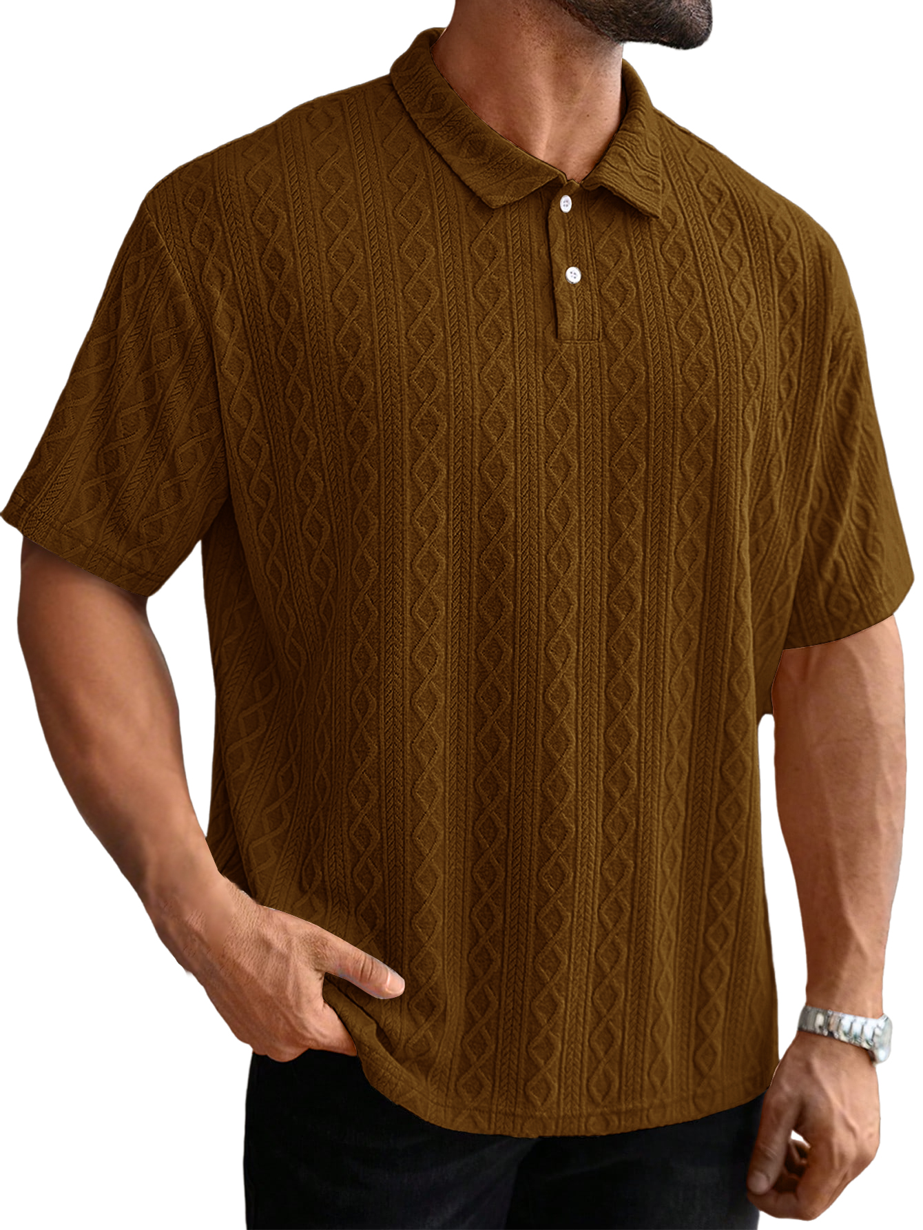 Men's Retro Casual Jacquard Texture Daily Wear Polo Shirt