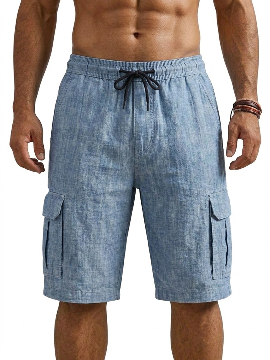 Cotton Linen Utility Casual Shorts