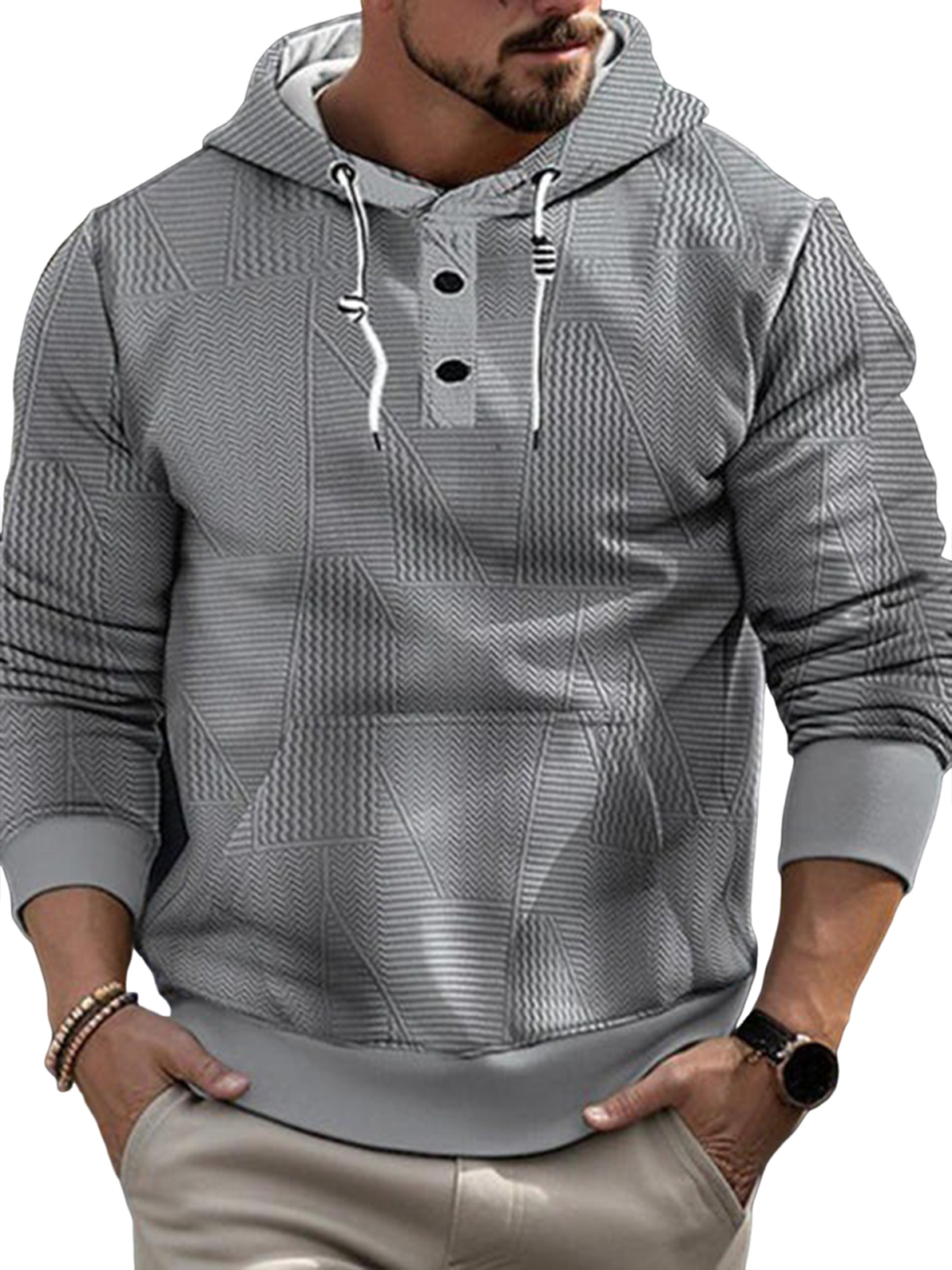 Men's Textured Hooded Sweatshirt