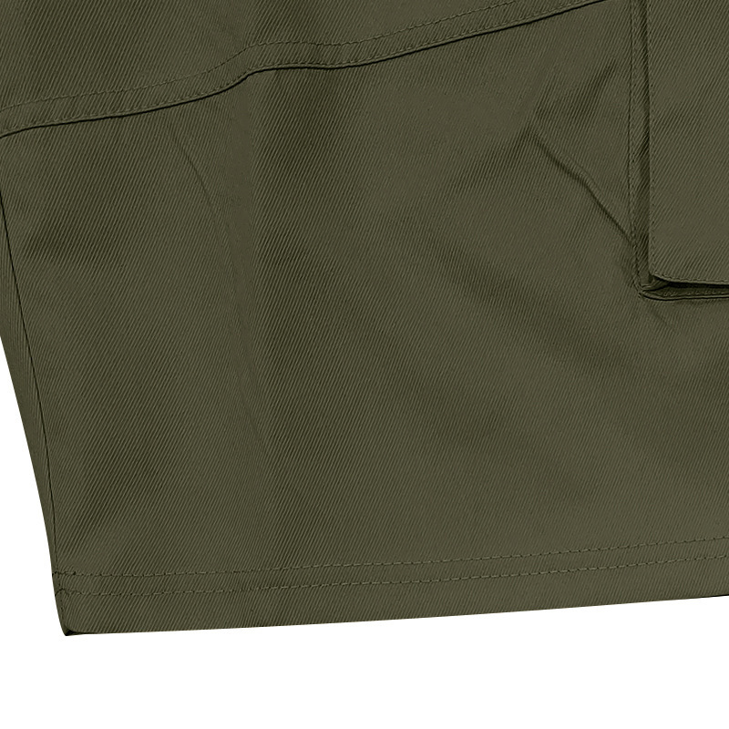 Men's Solid Color Workwear Style Multi-pocket Drawstring Elastic Waist Casual Shorts