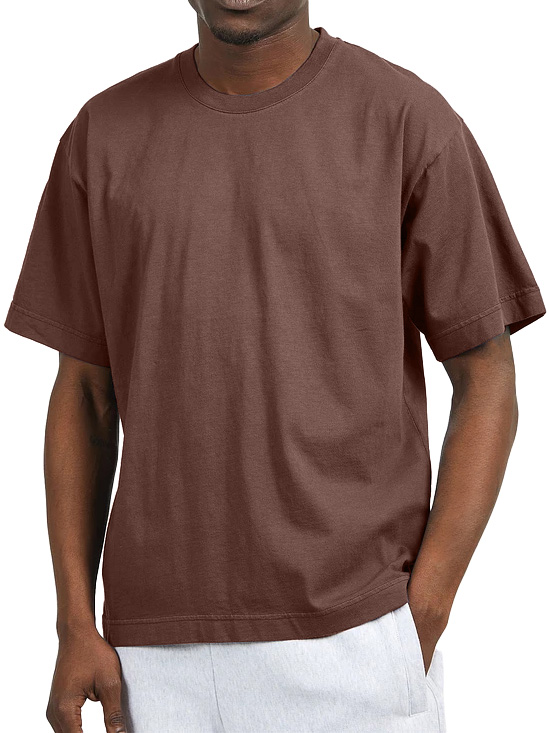 Men's Retro 260g 32-Count Double Yarn Pure Cotton Crew Neck Short-Sleeve T-Shirt